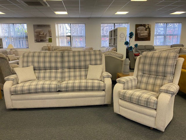 Picture of Roma 3 Seater Sofa and Chair in Harrison Natural/Shetland Pebble Fabric