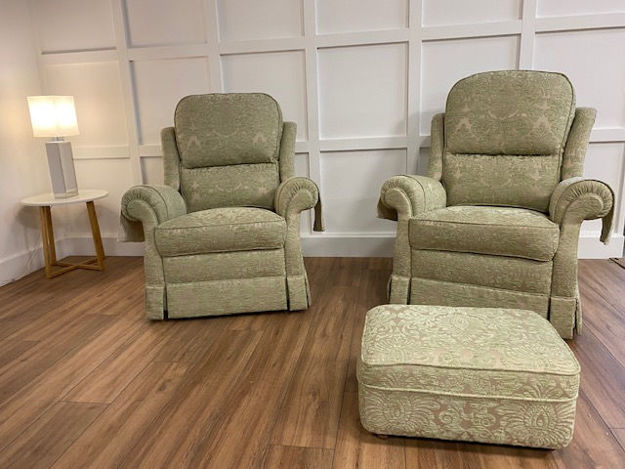 Picture of 2 Malvern Power Racliners With Matching Footstool and Arm Protectors in Ungaro 70/10 Fabric