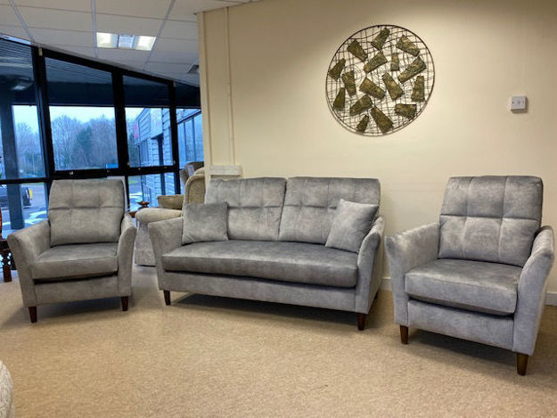 Picture of Lexi 2.5 Seater Sofa and Two Chairs In Walbrook Silver Fabric.